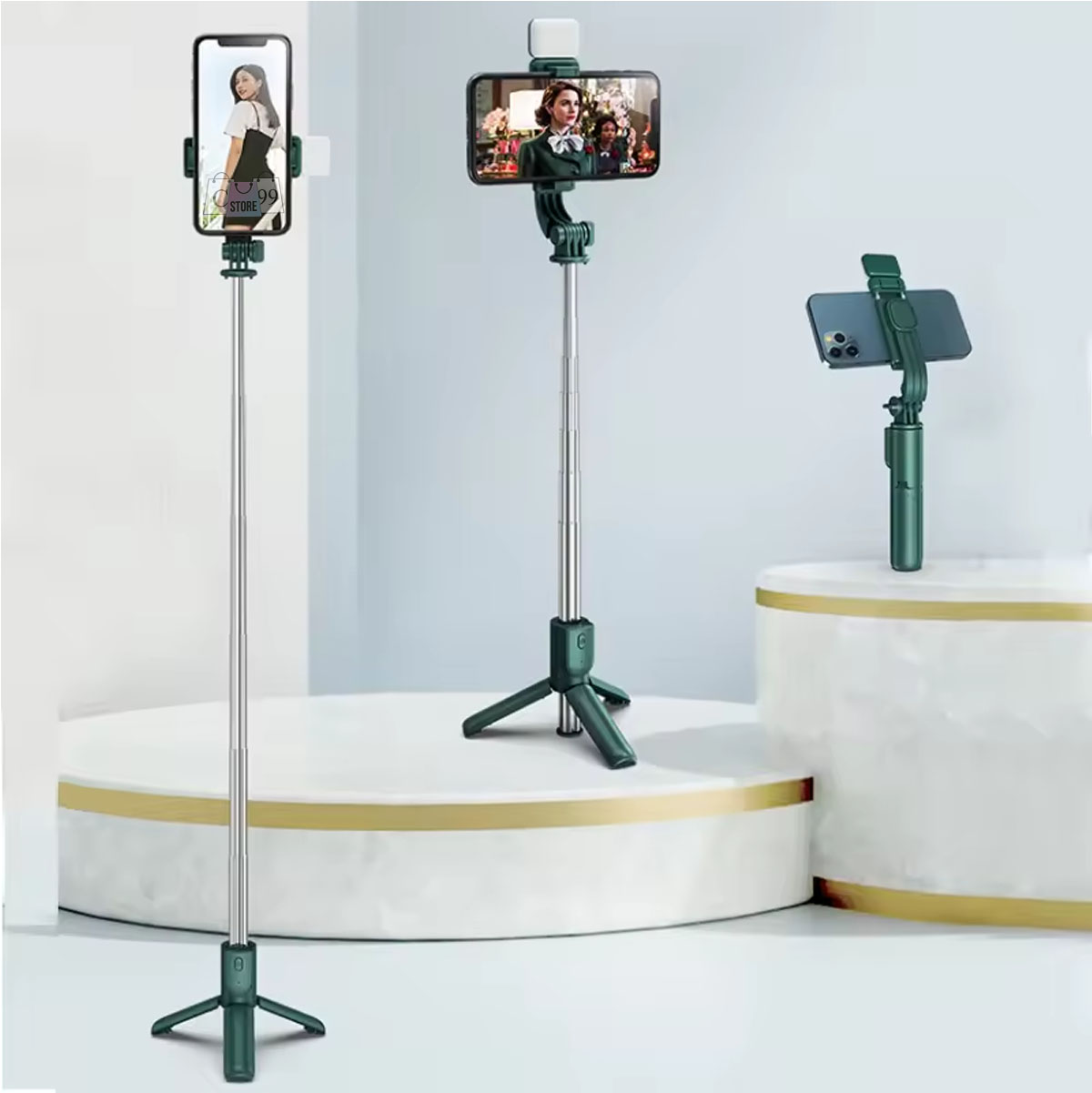 Palo Selfie Con Aro De Luz  Monopod H8S